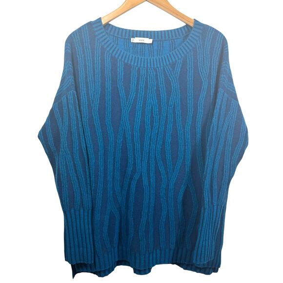 Vince Sweater Women L Blue Textured Swirl Tunic Art to Wear Cashmere Blend 90s - Picture 1 of 8